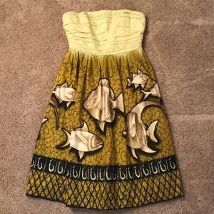 Anthropologie Strapless Fish Dress